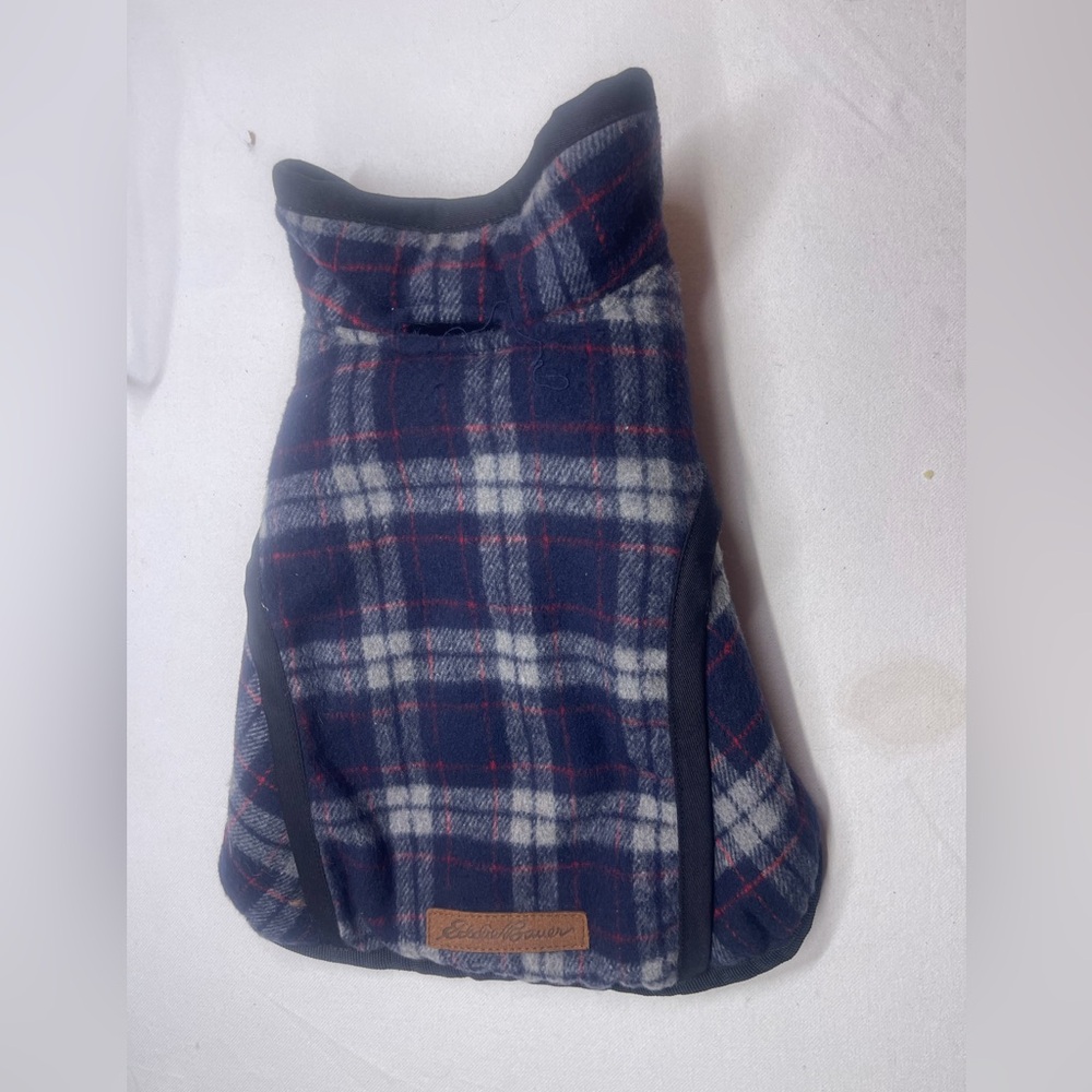 Eddie Bauer Navy and Red Plaid Pet Vest